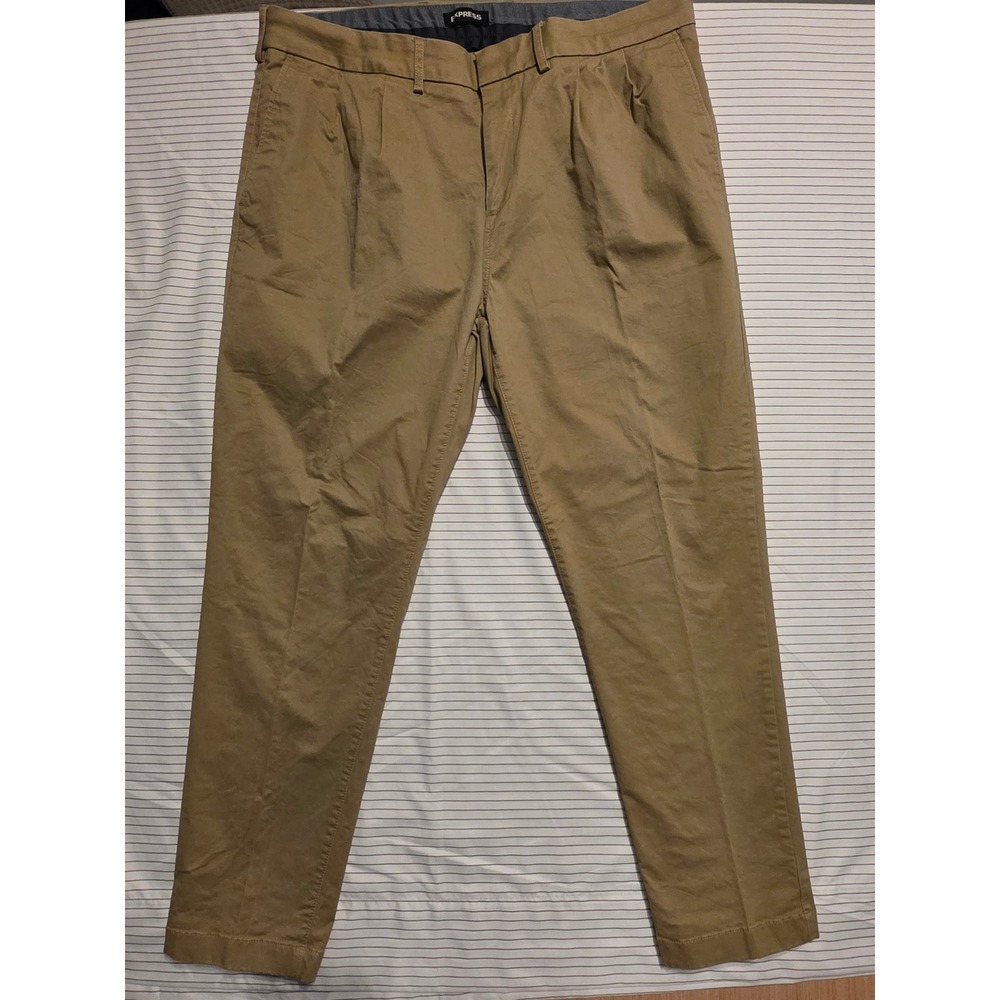 1223 Express Mens Athletic Slim Fit Chino Pants Khaki Tan 38x32 Stretch Cotton
